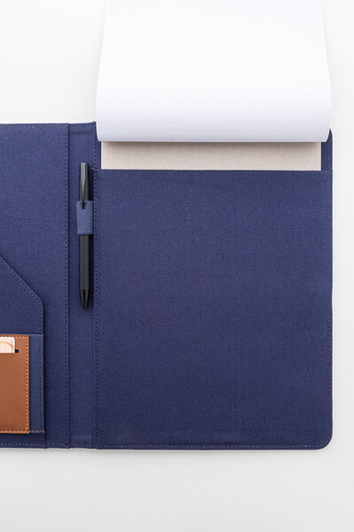 Porte-documents en canvas recyclé Capudo A4 - Bleu