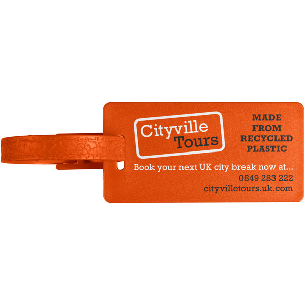 Étiquette à bagages River recyclée avec fenêtre - Orange