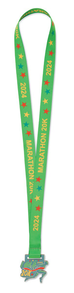 Custom shape wooden medal. Loop stitched. - 35mm width