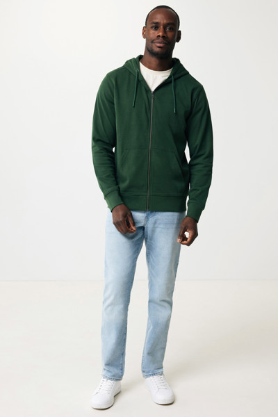Mikina na zips s kapucňou Iqoniq Abisko z recykl. bavlny - Forest Green / L