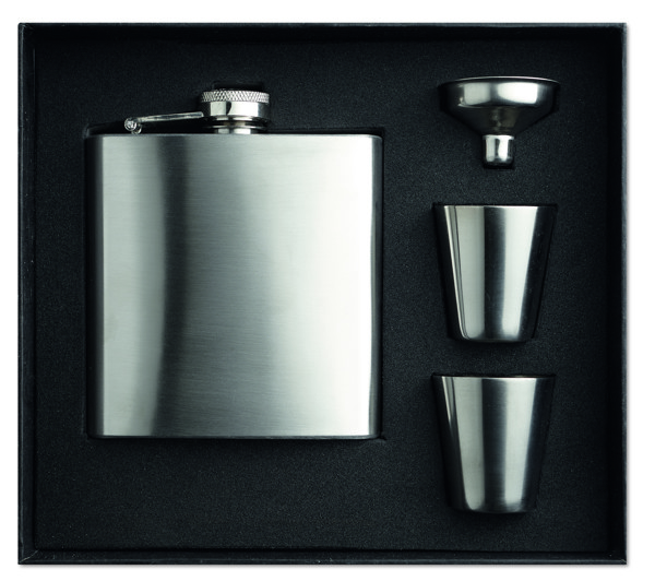 Slim hip flask w 2 cups set Slimmy Flask Set