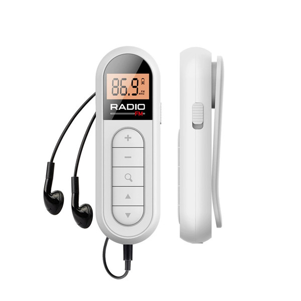 Portable FM radio with headphones - WHITE