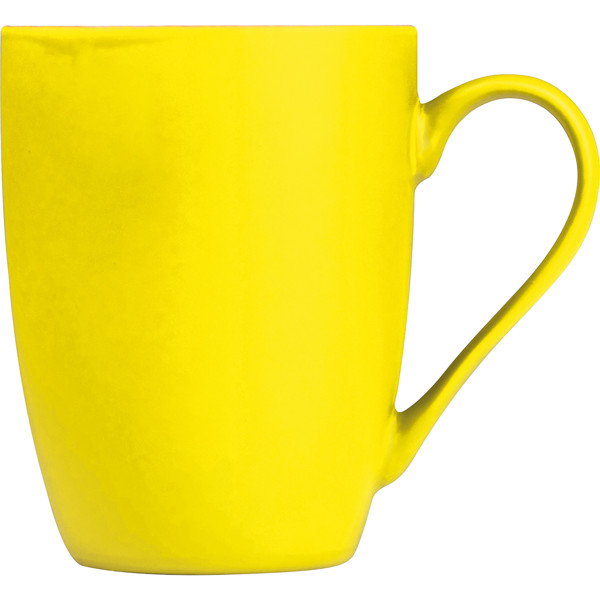 Rubberized ceramic mug JUDYTA - Yellow
