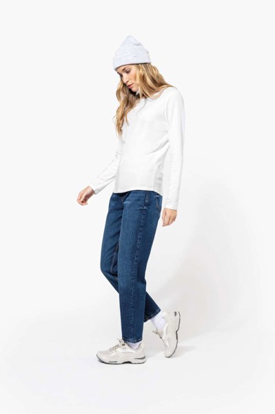 Ladies Long-Sleeved Crew Neck T-Shirt - White / L