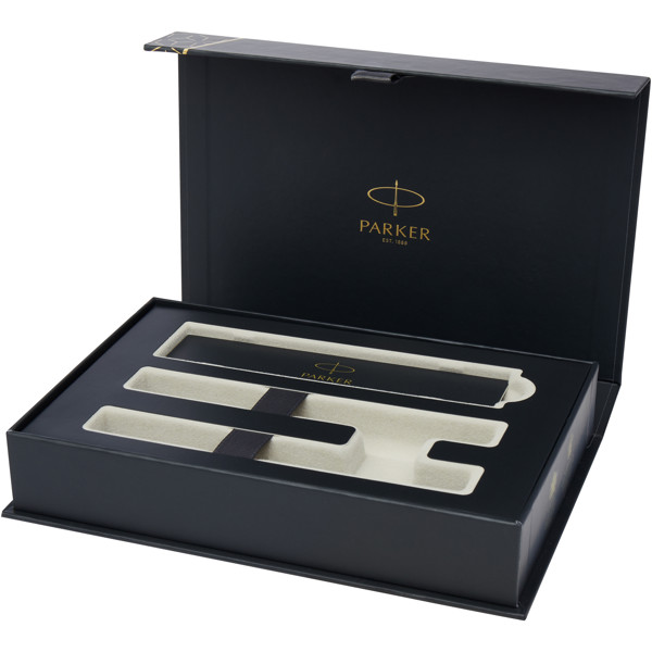 Parure IM avec stylo roller et stylo bille achromatiques Parker (encre noire/bleue)