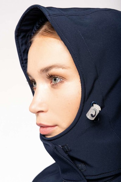 Ladies' Detachable Hooded Softshell Jacket - Titanium / XL