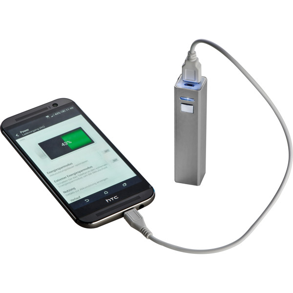 OLEG 2200 mAh powerbank fémből - Silvergrey
