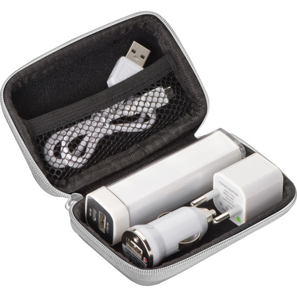 JUSTIN Set călătorie cu Powerbank de 2200 mAh - White