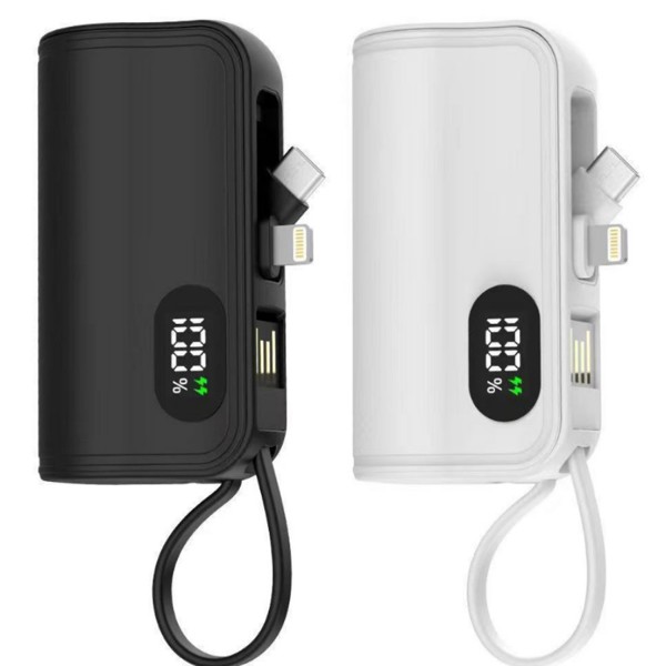 Portable mini power bank 5000mAh - WHITE