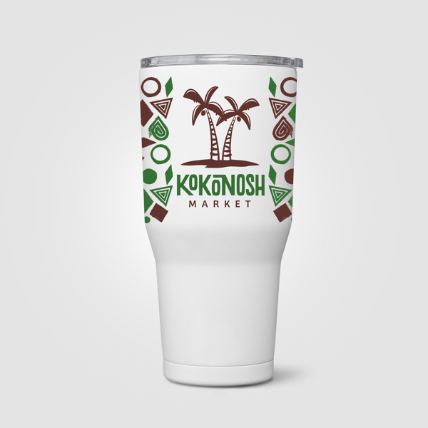 Grosche Yukon Stainless Steel Slider Lid Tumbler – 890 ml - White / Laser