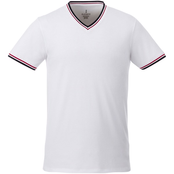 Elbert short sleeve men's pique t-shirt - White / Navy / Red / XL