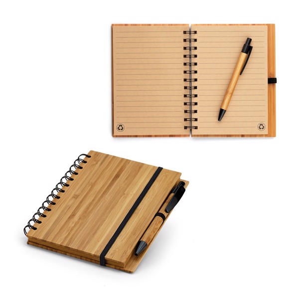 PS - DICKENS A5. B6 spiral notebook in bamboo with recycled paper