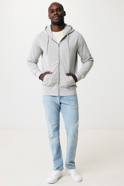 Mikina na zips s kapucňou Iqoniq Abisko z recykl. bavlny - Heather Grey / XS