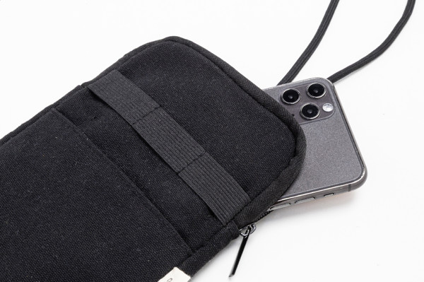 Recycled Canvas Crossbody Mobile Bag CanvaFon - Black