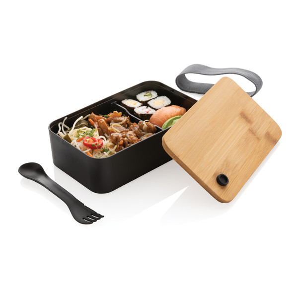 Xd Collection lunchbox s pokrovom iz bambusa, 0,7 l - Črna