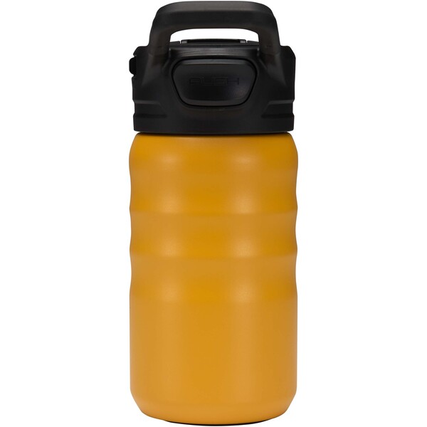 Knox 350 ml RCS recycled double wall stainless steel sport bottle with flip straw - Yellow