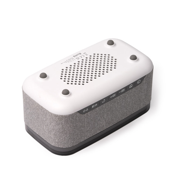 Altavoz inalámbrico personalizado de bambú y RPET con despertador, lámpara y carga inalámbrica 10W