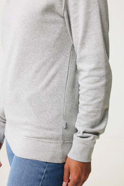 Pull à col rond en coton recyclé non teinté Iqoniq Denali - Heather Grey / M