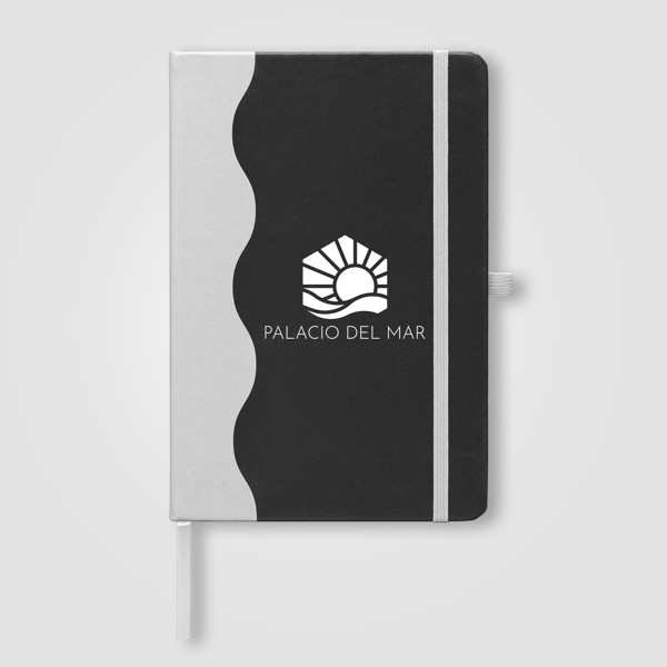 Grete Recycled Wave Pattern Journal - A5 - Black / Silkscreen