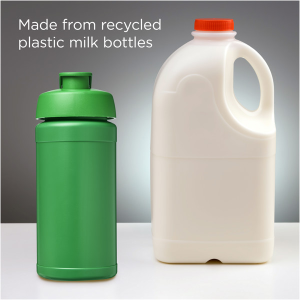 Borraccia sportiva in materiale riciclato con coperchio a scatto da 500 ml Baseline - Verde / Verde