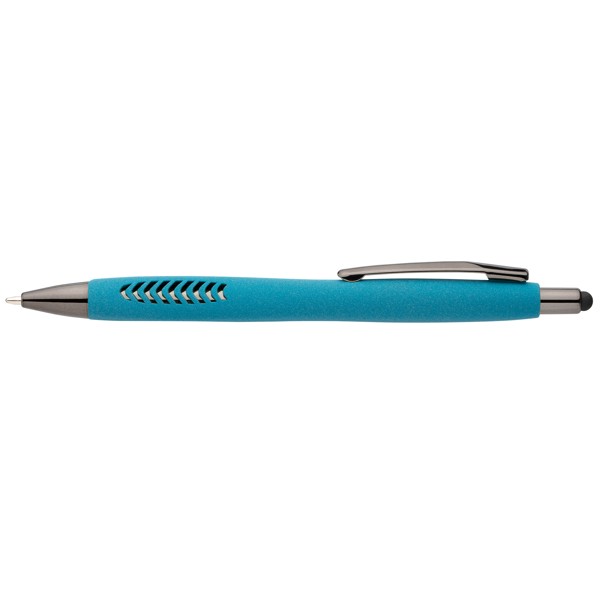 Avalon Recycled Plastic Stone Finish Stylus Pen - Teal / 4 Colour inkjet