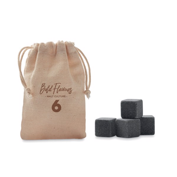 MB - 4 stone ice cubes in  pouch Rocks