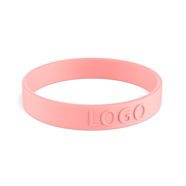 Pulseira de silicone personalizada (12mm width) - Coral Pink / 20x1.2x0.2cm