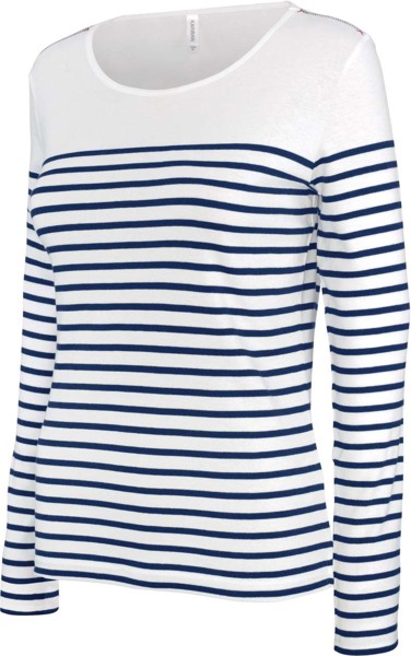 Ladies’ Long-Sleeved Breton Stripe Top - S