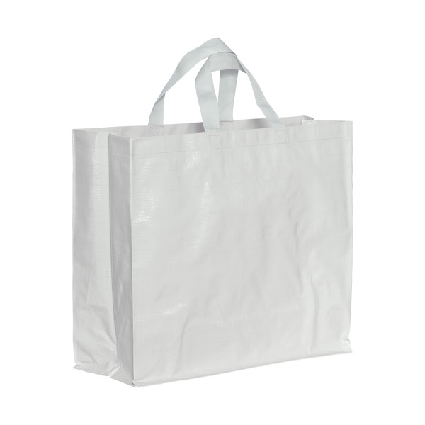 Recycled Laminated 120 G/M2 Pp Shopping Bag With Gusset And Short  Handles - White