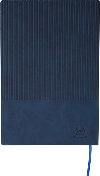 Gerecycled PU-notitieboek (A5) en balpenset Tarek - grijs