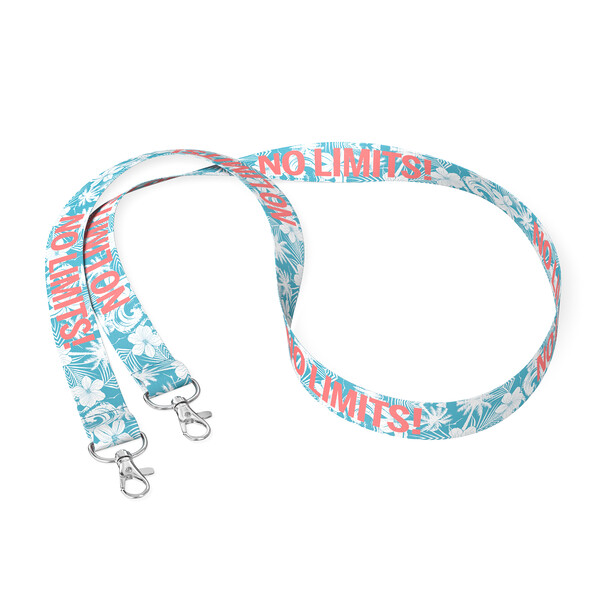 Sublimeringssnor af polyester med 2 clips - 15mm bredde / Metalkarabinhage