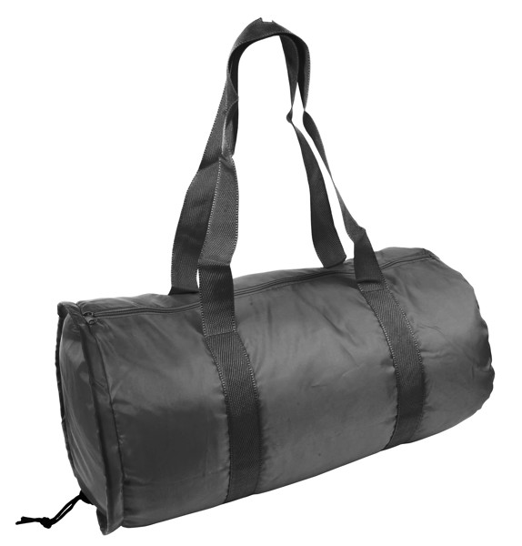 210D Polyester Cylindrical Foldable Sports Bag - Black