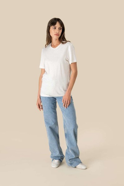 Eco-Friendly  Unisex Organic Cotton And Linen T-Shirt - Ivory / XL