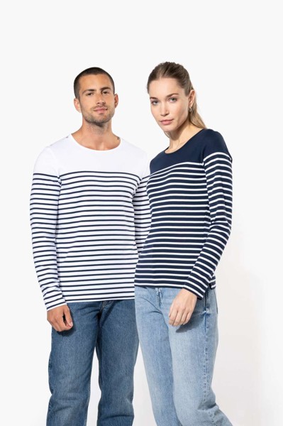 Men’S Long-Sleeved Breton Stripe Top - S