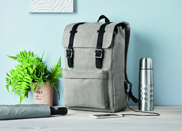 Nahrbtnik za prenosnik Riga 600D, USB, 15 inch - Siva