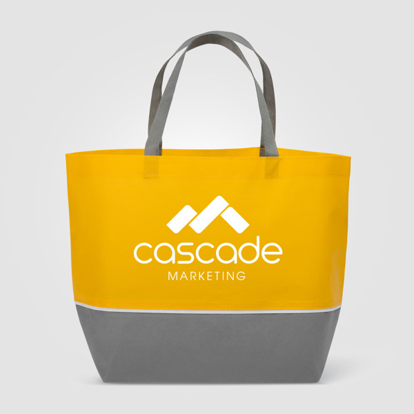 London - Shopping Tote Bag with Grey Trim - Yellow / Silkscreen