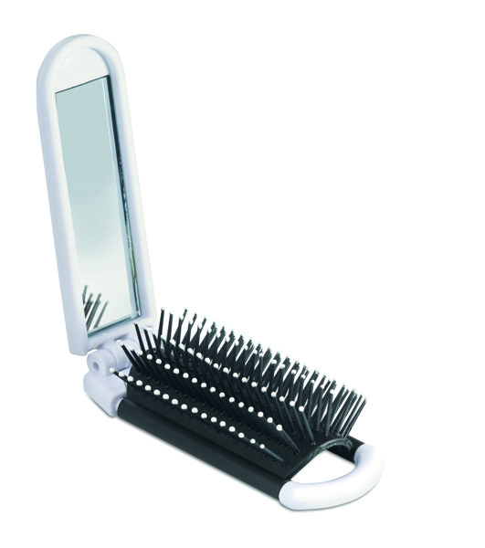 Foldable hairbrush with mirror Always
