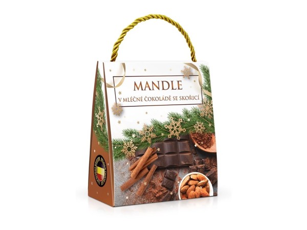 Mandle v mliečnej čokoláde vo vianočnej taške