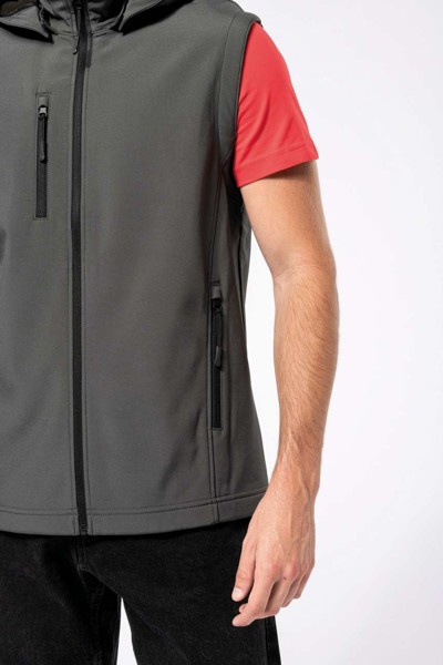 Unisex 3-Layer Softshell Hooded Jacket With Removable Sleeves - Titanium / 5XL