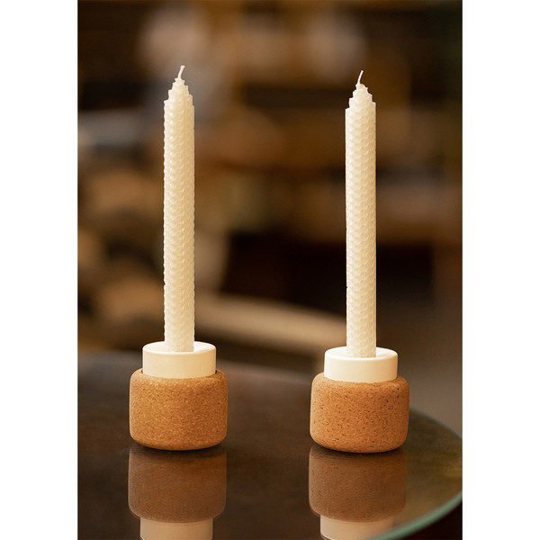 Biella set of 2 long beeswax candles