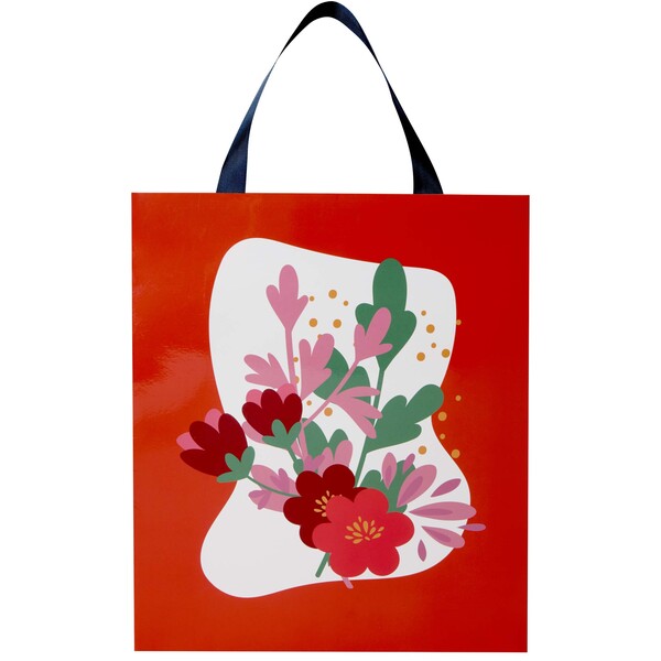 Smartfold 210 g/m² paper bag with ribbon handles and gloss lamination -  31 x 12 x 39 cm - Blue