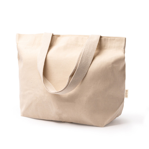 Personalised large recycled cotton canvas bag with reinforced long handles