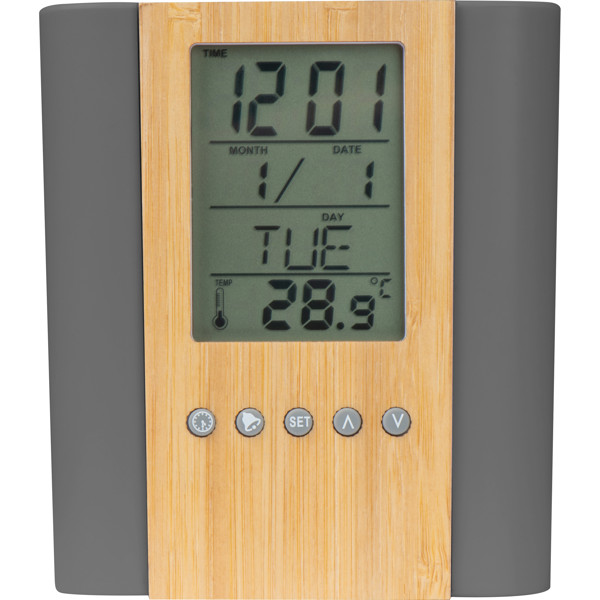 Penpot with deskclock STEFANO - Silvergrey