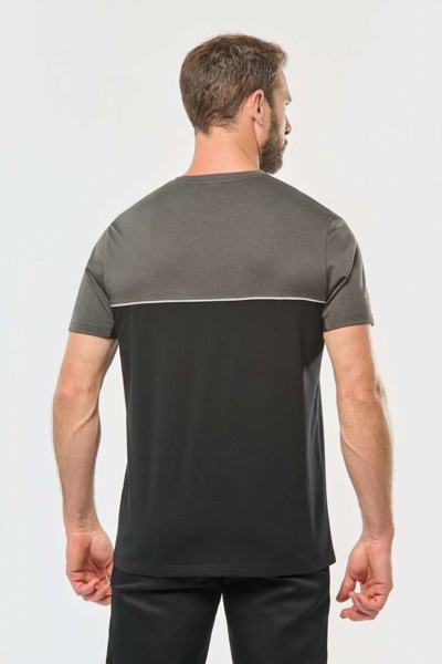 Unisex Eco-Friendly Short Sleeve Two-Tone T-Shirt - Black / Dark Grey / M