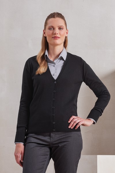 'Essential' Acrylic Women's Cardigan - Black / 6XL