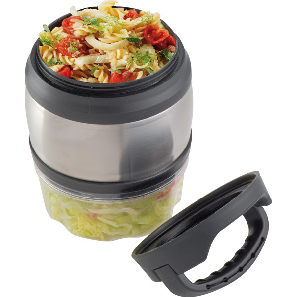 Lunch box with carrying handle GIOIA - Silvergrey