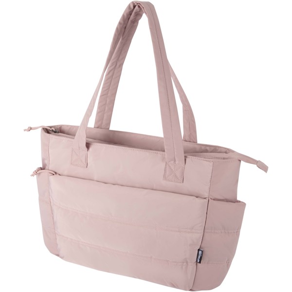 Tote bag per portatile da 15,6" in materiale riciclato certificato GRS Puffer - 18L - Rosa polveroso