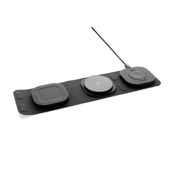 Swiss Peak RCS putni bežični punjač 3-u-1 15W od reciklirane plastike