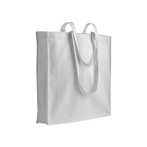 280 G/M2 Canvas Shopper Mit Seitenfalten, Lange Griffe - Weiß