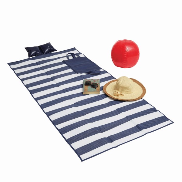 Maritime Strandmatte Marina - Blau / Weiß